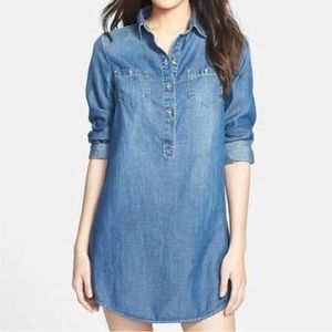 Lucky Brand denim chambray popover shirt dress- Medium